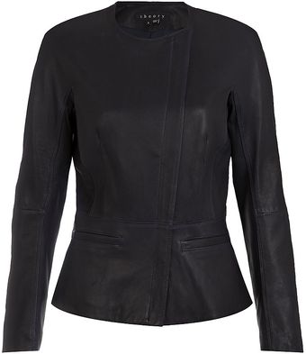 Theory Enora Leather Peplum Jacket - Lyst