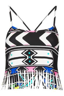 Topshop Fringe Aztec Bralet - Lyst