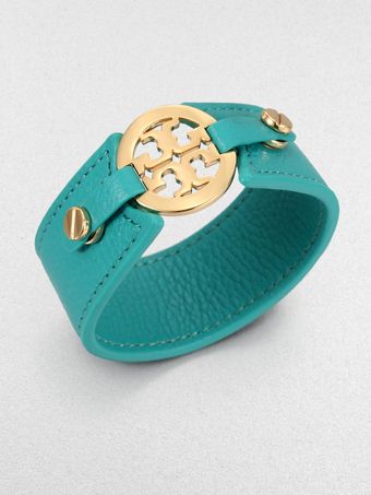 Tory Burch Logo Snap Leather Bracelet - Lyst