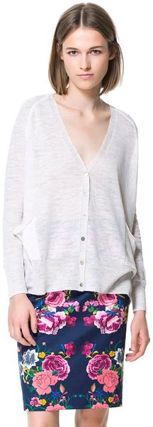 Zara Vneck Cardigan - Lyst