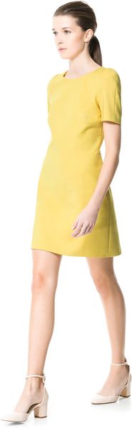 Zara Dress with Shoulder Pads in Yellow