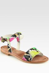  Bella Snakeprint Leather Sandals