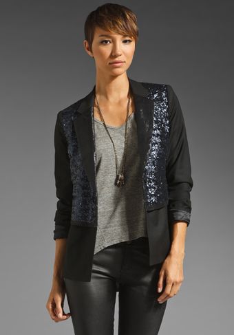 Elizabeth And James Sequin Rex Blazer in Slate Blueblack - Lyst