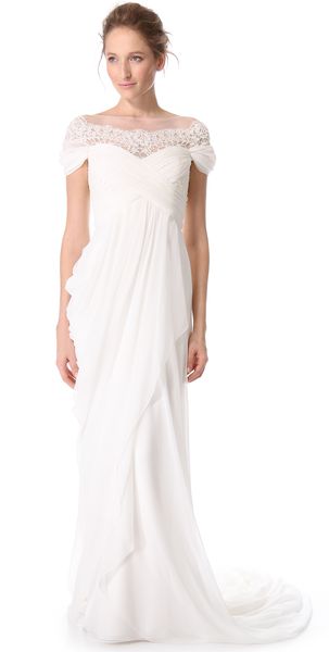 Marchesa Grecian Illusion Gown - Lyst