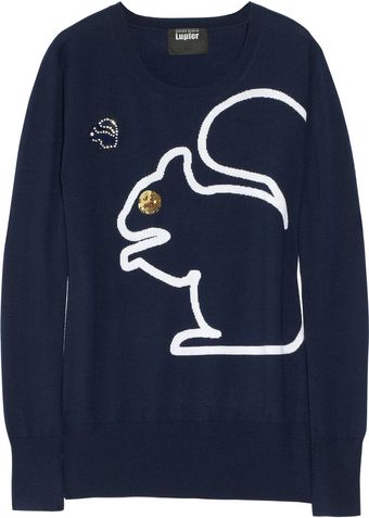 Markus Lupfer Loves Hillier Sequined Wool Squirrel Sweater - Lyst
