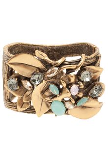 Oscar de la Renta Floral Cuff W Stones - Lyst