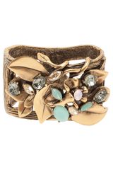 Oscar de la Renta Floral Cuff W Stones