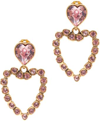 Oscar de la Renta Swarovski Heart Clip Earrings - Lyst
