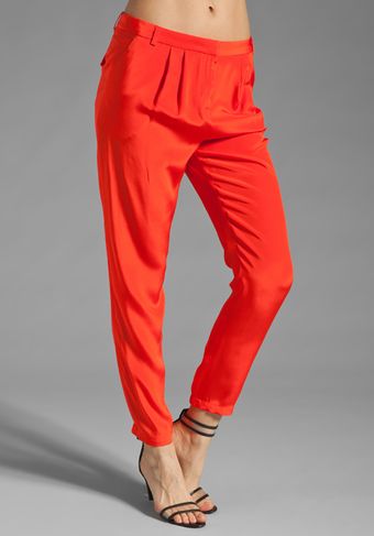 Tibi Solid Silk Pant in Deep Coral - Lyst