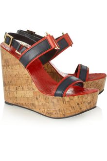 Tory Burch Angeline Leather Wedge Sandals - Lyst