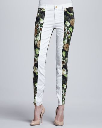 7 For All Mankind Skinny Pieced White Jeans - Lyst