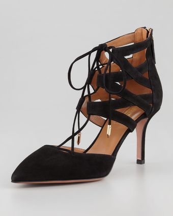 Aquazzura Belgravia Lattice Suede Sandal - Lyst