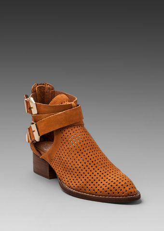 Jeffrey Campbell Everly Perforated Cut Out Bootie in Tan Punch - Lyst