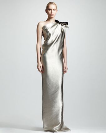 Lanvin Oneshoulder Duchess Satin Column Gow - Lyst