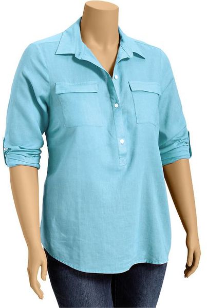 Old Navy Plus Linenblend Tunics in Blue (aqueous)