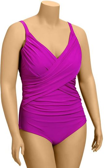 Old Navy Plus Ruched Cross front Swimsuits - Lyst