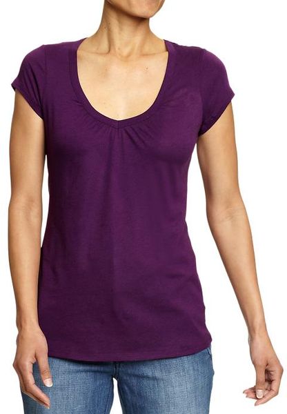 Old Navy Ruched V-Neck Tee in Purple (purple glory) | Lyst