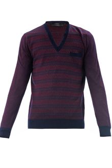 Alexander McQueen Jacquard Stripe V-neck Sweater - Lyst