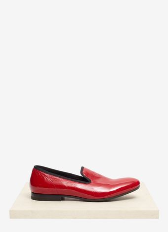 Alexander McQueen Skullembossed Patentleather Slipons - Lyst