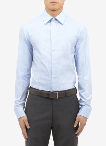 Armani Microcheck Cotton Shirt - Lyst