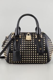 Burberry Studded Leather Satchel Bag - Lyst