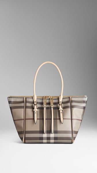 Burberry Small Smoked Check Tote Bag - Lyst