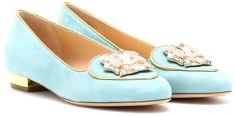 Charlotte Olympia Gemini Suede Slipperstyle Loafers - Lyst