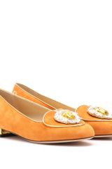 Charlotte Olympia Leo Suede Slipper Style Loafers