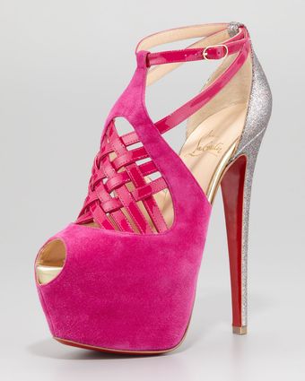 Christian Louboutin Carlota Mixed Media Red Sole Platform Pump - Lyst