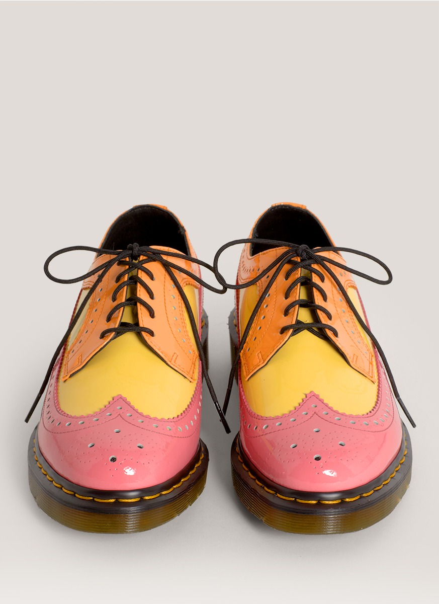 Shoeniverse: DR. MARTENS 3989 Contrast Patent Laceups, Pink Spike Studded  Laceup Boots & Hincky Smiley Face Boots