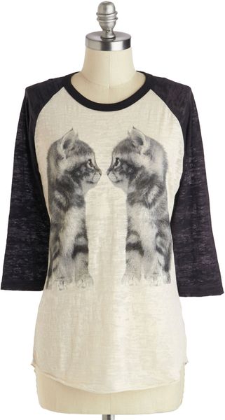 ModCloth Who You Lookin Cat Top - Lyst
