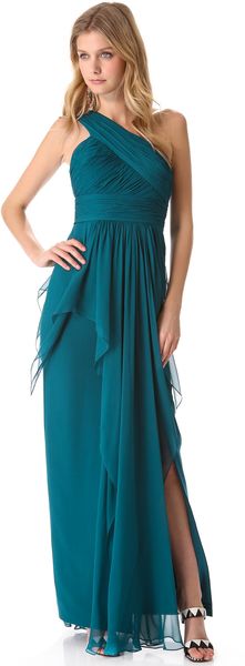 Notte By Marchesa One Shoulder Chiffon Gown with Cascading Skirt - Lyst