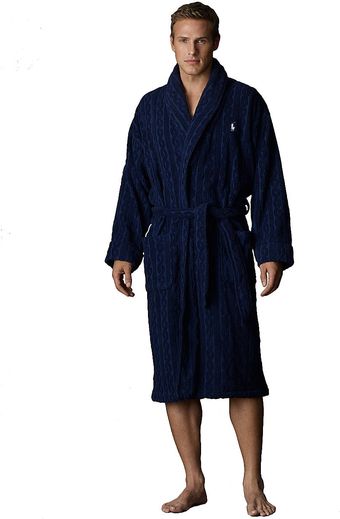 Polo Ralph Lauren Cabled Shawl Collar Robe - Lyst