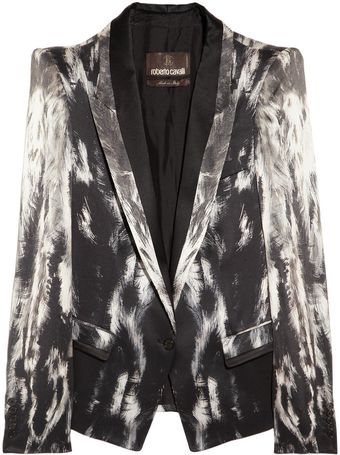 Roberto Cavalli Printed Silksatin Blazer - Lyst