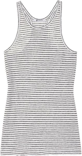 T By Alexander Wang Striped Linenjersey Tank - Lyst