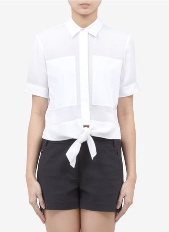 Theory Ebele Front Tie Silk Shirt - Lyst