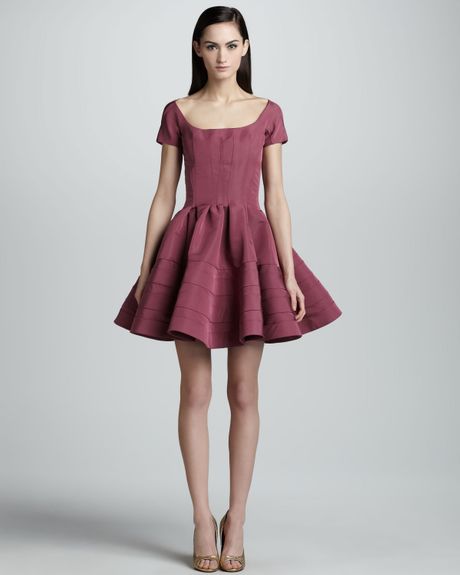 zac posen shortsleeve fitand flare dress orchid in purple orchid lyst zac posen shortsleeve fitand flare dress orchid in purple orchid lyst