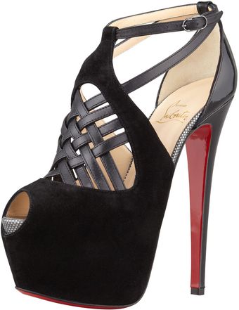 Christian Louboutin Lota Strappy Red Sole Platform Pump Black - Lyst