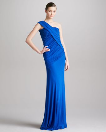 Donna Karan New York Draped Ruched Oneshoulder Gown - Lyst