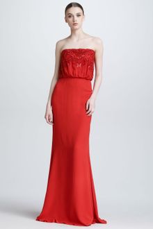 Elie Saab Beaded Strapless Blouson Gown - Lyst
