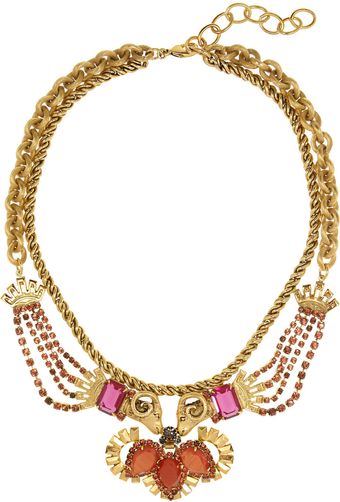 Elizabeth Cole Kissing Ram Gold-Plated Swarovski Crystal Necklace - Lyst