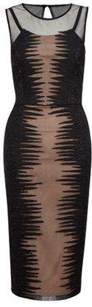 French Connection Fast Primal Mesh Fitted Dress - Lyst