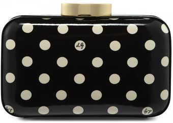 Lulu Guinness Black Polkadot Leather Fifi Clutch - Lyst
