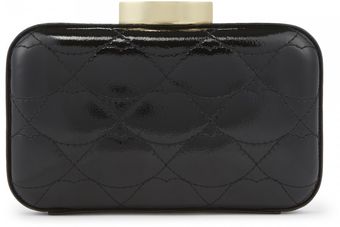 Lulu Guinness Black Quilted Lips Patent Fifi Clutch - Lyst