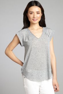 Rebecca Taylor Heather Grey Linen Blend Tied Open Back Top - Lyst