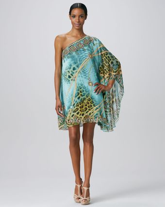 Badgley Mischka One Shoulder Cocktail Caftan - Lyst