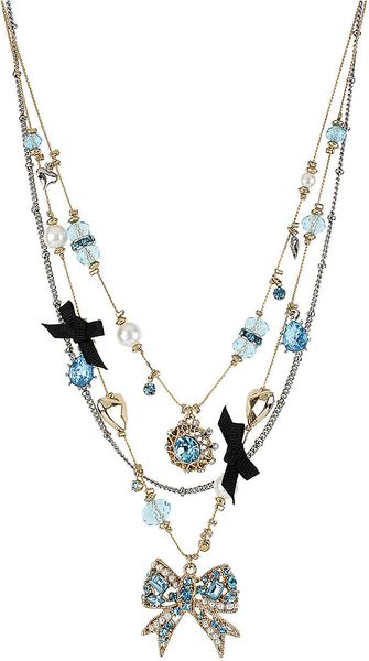 Betsey Johnson Crystal Multi Charm Illusion Necklace - Lyst