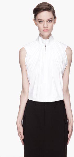Givenchy White Gathered Poplin Blouse - Lyst