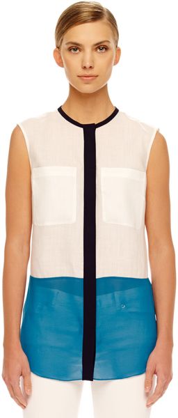 Michael Kors Colorblock Chiffon Blouse - Lyst