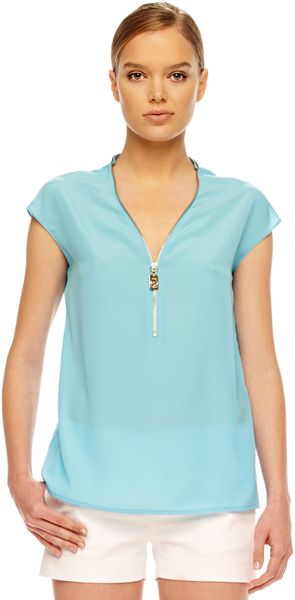 Michael Kors Zipfront Crepe Top - Lyst